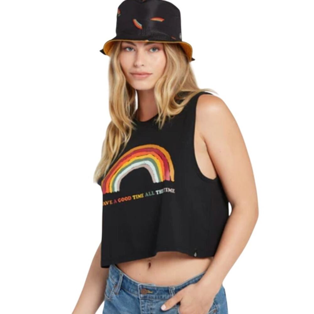 Volcom x OBX Black Rainbow Graphic Tank Top Sleeveless Netflix Small